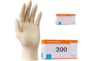VIAWANT Latexhandschuhe 200 Stück | L | Puderfreie Latex Handschuhe Weiß | Texturiert, reißfest & elastisch | Untersuchungshandschuhe Einweg für Pflege & Kosmetik | Gr. XS, S, M, L, XL