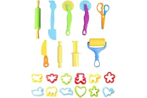 GIUTSAULL Pâte À Modeler pour Enfants,21 Pièces Accessoires Pâte à Modeler Y compris les fleurs, pigeons volants, chiots, canards et plus,Créatif Outils en Forme d'animaux, Coupeurs et Rouleaux
