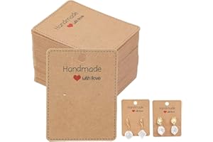 LQIOACU LQI Confezione di gioielli da 100 pezzi, porta orecchini, porta orecchini in carta kraft, adatto per orecchini e orecchini fai da te, 6,5 x 5 cm