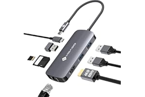 NOVOO Hub USB C 8 w 1 Adapter USB C na HDMI 4K 60 Hz, USB 3.0 x 3, Gigabit Ethernet, typ C PD 100 W Ładowanie, SD i Micro SD, stacja dokująca typu C do Macbook Air Pro