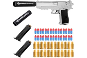YYHCC Desert Eagle, Pistolet Jouet, Blaster en Mousse, Jouet Pistolet à Balle Souple en Mousse, Cadeaux d'anniversaire pour Enfants, modèle de Pistolet de Simulation (Argent)