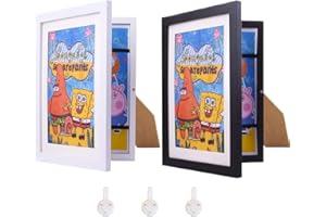 BETYBOPT Marco Dibujos Infantiles A4 Marco para Dibujos Niños,Marco de Arte para Niños,Marco de Exhibición de Obras Arte Apertura Frontal Marco de Almacenamiento para Niños,Capacidad para 100 Pinturas