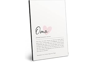ARTFAVES® Worterklärung Oma (Handschrift) | Definition Bild als Geschenk | Holzschild mit Spruch zum Thema Oma | aus Dicker Holzplatte, benötigt keinen Rahmen