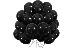 HUMEW Bealif Black Balloons, 30 Pcs Balloon Pack 12 Inch Party Balloon, Matte Latex Balloons for Boys Men Women Black Birthday Party Retirement Graduation Halloween Decoration