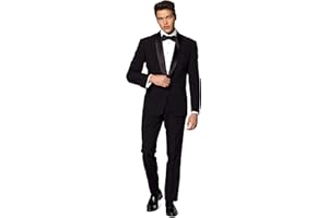 OppoSuits Prom Homecoming Navidad Esmoquin Negro para Hombre - Viene con Chaqueta, Pantalones y Pajarita