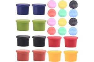 JSYSJ 24 Piezas Tapones para Botellas de Silicona, 12 Piezas Multicolor Reutilizable Silicona Corona Tapas para Cerveza o Bebidas con 12 Piezas Tapa de Botella de Vino de Silicona
