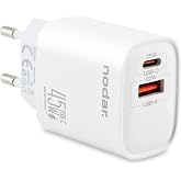Nodar 45W &Ccedil;ift &Ccedil;ıkışlı Hızlı Şarj Adapt&ouml;r&uuml; (Type-C 25W + USB-A 20W), G&uuml;venli Seyahat Şarj Başlığı, iPhone, Samsung ve Xiaomi 