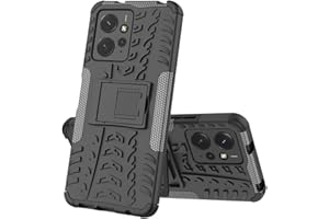 SEAHAI Funda para Xiaomi Redmi Note 12 4G Estuche, Carcasa de Antigolpes [Rugged Armour] Soporte Plegable Oculto + TPU Bumper Rubber Caso - Negro