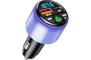 Mohard Trasmettitore FM Bluetooth 5.3 per Auto, PD 30W & QC3.0 18W Ricarica Veloce Vivavoce Bluetooth Auto con Musica Hi-Fi, Luce Caricabatterie Radio Dispositivo Macchina Accendisigari Adattatore
