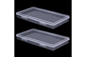 Qualsen 2 Petite Boite de Rangement Plastique Transparent avec Couvercle, Boite Rangement Perles pour Collecter de Perles, Bijoux, Artisanat, Petits Objets, Pièces de Jeu (19.5 x 10.5 x 2.3 cm)