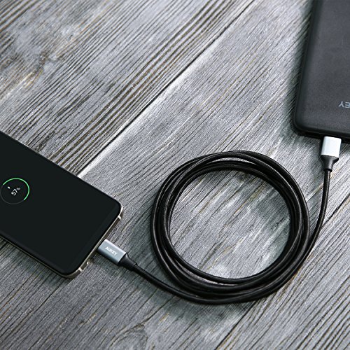 AUKEY USB C Kabel auf USB 3.0 A 2M Nylon Aluminiumgehäuse 56k ohm Type C Ladekabel Datenkabel für USB C Computer und Tablets wie Macbook Pro 2016 , Samsung Galaxy S8 , Google Chromebook , OnePlus 2 , Nexus 5X / 6P usw.( Grau ) - 4