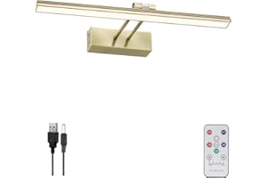 FUNCHDAY Wierelss Picture Light,13inch Picture Light Battery Operated,Remote Painting Light with Timer and Dimmable,Metal Art Light for Display,Wall,Artwork,Portrait,Gallery (Antique Brass), FC70155L