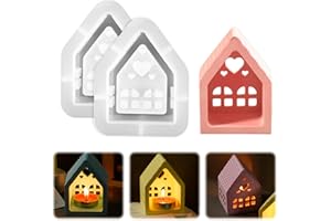 UPTVIN Moules en Silicone 3D pour Coulée Maisons, Moules en Silicone Maisons Porte-Bougies, Moule Maison Bougeoir pour Coulée, Moule en Silicone 3D Maison en Plâtre, Cadeaux pour la Fête des Mères et Noël