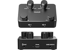 Cubilux Game Audio & Chat Mixer für Switch, PC, PS5, PS4, Xbox, Steam Deck, Discord – Spielsound und Sprachchat Mischen, Doppelte Kopfhörerausgänge, Unabhängige Balance-Regelung, Aluminiumgehäuse
