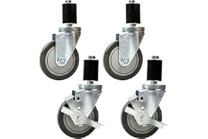 YBAYMY 4 kółka do dużych obciążeń M12, kółka skrętne, 100 mm, PCW, z hamulcem, udźwig 480 kg, kółka do dużych obciążeń, do transportu, antypoślizgowe, bezgłośne kółka skrętne, kółka do mebli