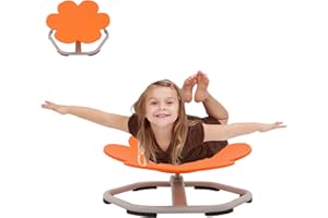 Yosamy Sensory Spinning Chair for Autism,Spinning Chair for Autism Metal Base Non-Slip Sitting,Educational Special Needs Resource Improving Physical Coordination,Sensory Toys for Autism (Orange)