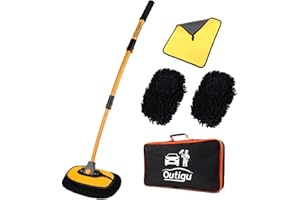 Outigu Szczotka do mycia samochodu z teleskopowym uchwytem, 3 w 1, szenilowa mikrofibra, zestaw do czyszczenia samochodu, ciężarówki i domu, mop do mycia samochodu z zakrzywioną konstrukcją, długi