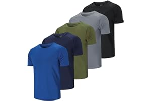 Cimic 1, 3, 5 o 7 Piezas Camiseta Deporte Hombre, Camisetas Manga Corta Hombre, Secado Rápido Respirable para Running Gimnasio
