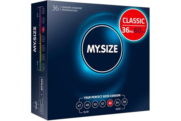 MY.SIZE Classic Préservatifs taille 5 I 60 mm de large I 36 pièces en vrac I premium extra fins I doux et souples I paroi fine de 0,07 mm
