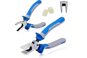 SPEEDWOX szczypce do szkła i grozer, zestaw 2 szt. z 2 parami gumowych końcówek, profesjonalne szczypce do witrażu, pracy, brelok, zakrzywione szczęki, szczypce do mozaiki, narzędzie do łamania