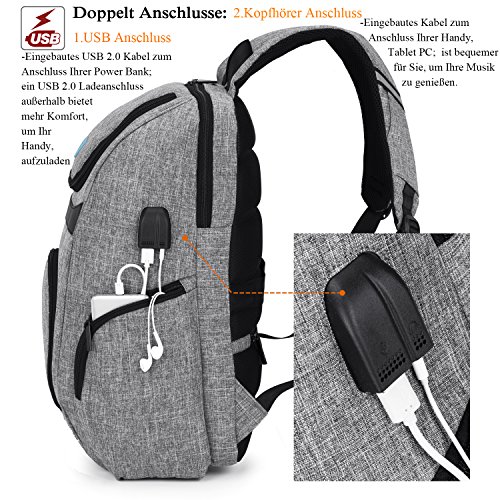 Amzbag 17 3 Zoll Laptop Rucksack Mutil-funktionale Reise Rucksack Business Backpack Computer Tasche mit USB Anschluss Wasserresistent College Rucksack