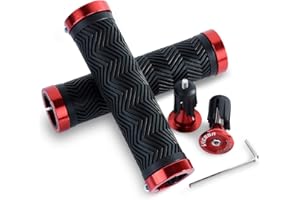 LYCAON Puños de Manillar de Bicicleta, Dos Lados de Bloqueo Antideslizante de Caucho Mango de Bicicleta con Bloqueo de aleación de Aluminio, Agarre de la Bici