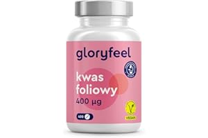 ‎GLORYFEEL Kwas foliowy - 400 tabletek (13 miesięcy) - 400 µg czystego kwasu foliowego na tabletkę - CIĄŻA I UKŁAD ODPORNOŚCIOWY* - 100% wegański, testowany i wyprodukowany w Niemczech bez dodatków