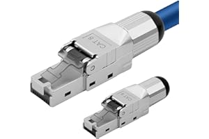 PUISENO Lot de 2 fiches réseau CAT 8 RJ45 pour câbles LAN rigides - Câble de pose Ethernet - Fiche LAN CAT 8 sans outil LSA, entièrement blindé STP, 40 Gbit/s, AWG 22-26