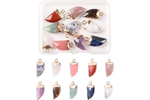BEEFLYING 10 Pièces Pierres Précieuses Naturelles Pendentif Gaine Pierres Précieuses Pendentif Agate Cristal à Facettes pour Bijoux Collier Bracelet Fabrication