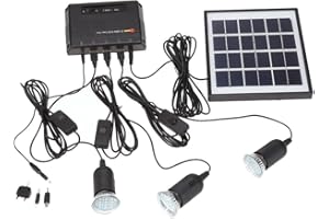 DOCOOLER 4W Panneau Solaire Propulsé 3 Lampe LED USB 5V Chargeur de Téléphone Système Home Kit Garden Camping Pêchepour l'Éclairage de Réception Le Camping en Plein Air Les Jardins