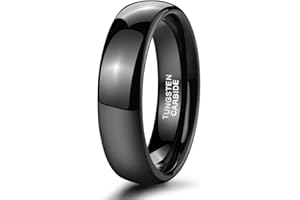 Zakk Anelli da donna e uomo in tungsteno nero lucido anello di fidanzamento fedi nuziali 2mm 4mm 6mm 8mm