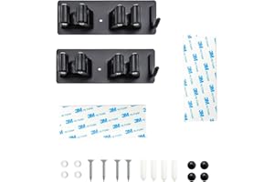 SRJQXH Colgador Escobas y Fregonas, 2 Soportes Soporte Escobas Pared con 1 Gancho, Acero Inoxidable Colgador Escobas, Adecuado para Hogar Cocina Baño Jardín Garaje Lavadero