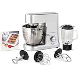 Moulinex QA810D Masterchef Grande Planetaria, 1500 W, 6.7 Litri, 80 Decibel, Robot da Cucina in Acciaio Inox a 8 Velocità, Im