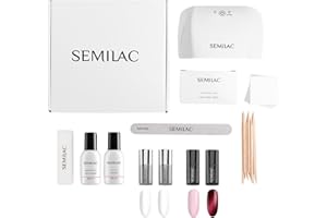 ‎SEMILAC Semilac Nail It All – UV-Nagellack Starter Set mit LED-Lampe, Farben 002 & 467, Base & Top Coat – Komplettset mit Zubehör für Einsteiger – Langanhaltende Maniküre bis zu 21 Tage
