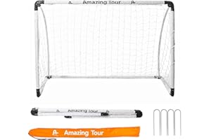 AMAZING TOUR Football Goal Pop Up, Football Goals Posts Foldable Garden Goals Soccer Sport Games Training Practice Set for 3-11 Year Old Children, White