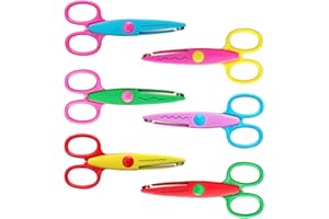 OUDQFCJ Lot de 6 ciseaux pour enfants, ciseaux de bricolage, ciseaux crantés, ciseaux zigzag