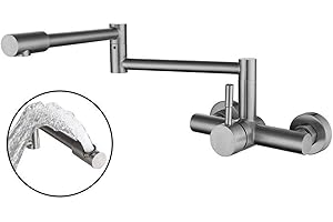 SJQKA -Bateria z podwójnym otworem ze stali nierdzewnej 304, typ ścienny kran kuchenny gorący i zimny, zlew balkonowy, kran do umywalki, składany kran obrotowy