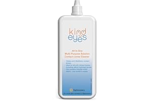 KIND EYES Contact Lens Solution 250ml - 4 Weeks Supply - Multi Purpose All in 1 Contact Lens Cleaner - Clean & Moisturise Soft Contact Lenses - Donation to Sightsavers - Post Box Friendly