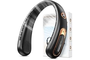 Ajgvq Ventilatore da Collo, 4000mAh Ventilatore USB Ricaricabile （Autonomia 15h）, 3 Velocità & Aria a 360°, LED Display, Silenzioso Ventilatore Portatile per Ufficio, Viaggi, Sports, Aria Aperta