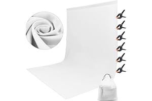 Oinvs White Backdrop, 1.8×2.8m Foldable Thick Cloth Photo Backdrop with 6 Clips and Bag for Photo Studio, Video Shooting, Live Streaming, Parties, Keying, Stage