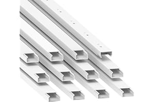 CABLECOACH Habengut Lot de 12 Cache-câbles en PVC avec Trou de Montage au Sol 15 x 30 mm Blanc Longueur 12 m (12 pièces de 1 mètre)