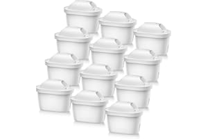 Tikstoy Wasserfilter Kartuschen 12 Stück, Filterkartuschen Ersatz Kompatibel mit Brita® Maxtra+® Plus Maxtra Pro® All-in-1 Kanne Wasserfilte, Reduziert Chlor, Schwermetalle und Kalk (12PCS)