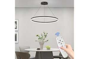 Mikeru 60cm Luce a Sospensione Rotonda, Illuminazione Dimmerabile per L'isola della Colazione 10% al 100% Luce a Sospensione Moderna Lampadario della Cucina 3000k/4500k/6000k per Ufficio