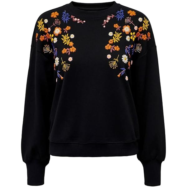 Only Women's Onlbrooke L/S O-Neck Flower SWT Noos - Pull Femme Col Rond Manches Longues