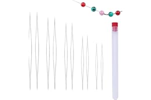 HBINGL 10 Pcs Bead Needle, Bead Needle, 5 Sizes Stainless Steel Sewing Needles, DIY Bead Needle, for Jewellery Making Supplies Tools Kit (12.8cm, 11.5cm, 10.2cm, 7.6cm, 5.8cm)