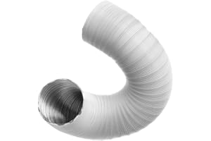 EUROPLAST Ø 100mm Condotto d'aria Flessibile per Cappa da Cucina, Condizionatore d'aria, Aspiratore, Asciugatrice - Tubo di Scarico Semirigido da 1.5m - Condotti di Ventilazione - Alluminio Bianco