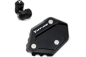 TEAUSA Logo Apto for Yamaha MT 09 MT-09 MT09 SP 2021 2022 2023 Accesorios extensión de Soporte Lateral for Motocicleta Placa de Soporte Tapas de válvula de neumático (Size : Black-Combo)