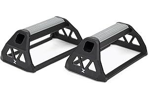 TREXO Puños para flexiones en color negro, 19 x 11 x 8 cm, base estable y antideslizante, de polipropileno resistente y TPR, mejora la eficacia del entrenamiento de fuerza y resistencia Push Up