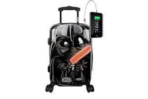 TOKYOTO - Valigia Da Cabina Divertente Per Bambini Adolescenti Ragazzi Fans Dei Cartoni Animati Guerre Stellari Bagaglio Mano USB 55x40x20 cm Trolley 55x35x20 Valigia 10Kg Rigida Black Empire