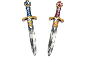 Liontouch - Set 2 Pugnali con Leoncino in Gommapiuma, Blu/Rosso | per Bambini età 3-6 - 35 Cm | Pugnale Medievale Tascabile con Gemma per Giochi di Ruolo | Accessorio Sicuro per Costumi da Cavaliere